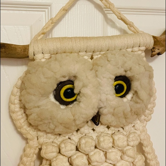 Vintage Mid Century Modern Macrame Owl Wall Decor - Picture 6 of 9